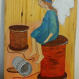 Ingeras. Pictura pe lemn. - arte vizuale și accesorii  - picturi - pictură acrilică - Artynos.ro