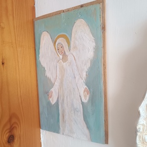 Inger păzitor. Pictura pe lemn. - casă & stil de viață - decorațiuni de casă - decor spiritual - coliere mala - Artynos.ro