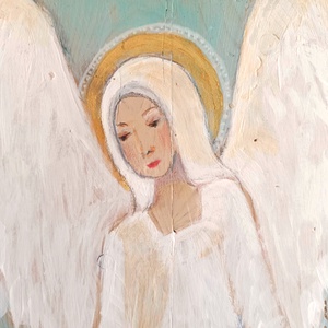 Inger păzitor. Pictura pe lemn. - casă & stil de viață - decorațiuni de casă - decor spiritual - coliere mala - Artynos.ro