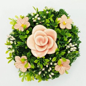 Cutie cu trandafiri, buchet de flori din ceramică, roz, 5 bucăți - casă & stil de viață - decorațiuni de casă - accesorii florale - buchete de flori - Artynos.ro