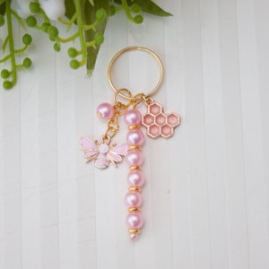 Breloc, ornament pentru geanta - Bee pink/gold, , , ARTYNOS
