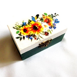 Cutie din lemn decorata 43623, Casă & Stil de viață, Materiale de depozitare și sortare, Cutie depozitare, Decoupage, transfer și tehnici șervețel, ARTYNOS