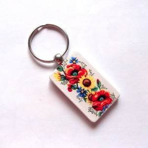 breloc pe lemn cu motiv traditional 43043, Geantă și husă, Accesorii genți, Breloc, Decoupage, transfer și tehnici șervețel, ARTYNOS