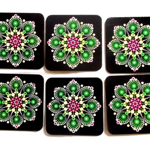suporturi pahare cu mandala 42220, Casă & Stil de viață, Accesorii pentru echipamente de bucătărie, Accesorii de servire, Suporturi pahare, Decoupage, transfer și tehnici șervețel, ARTYNOS