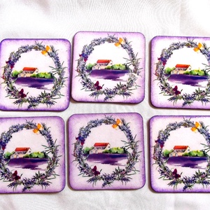 suporturi pahare cu lavanda 41874, Casă & Stil de viață, Accesorii pentru echipamente de bucătărie, Accesorii de servire, Suporturi pahare, Decoupage, transfer și tehnici șervețel, ARTYNOS