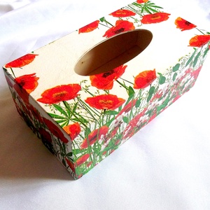 Cutie pt servetele de hartie cu flori de maci 41774, Casă & Stil de viață, Materiale de depozitare și sortare, Cutie depozitare, Decoupage, transfer și tehnici șervețel, ARTYNOS