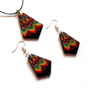 set bijuterii lemn cu mandala 41639 - Artynos.ro