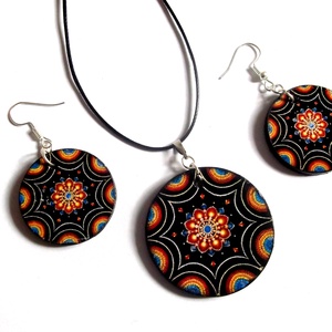 set bijuterii lemn cu mandala 41142, Bijuterii, Seturi de bijuterii, Decoupage, transfer și tehnici șervețel, Confecționarea bijuteriilor, ARTYNOS