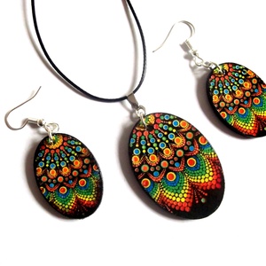 set bijuterii lemn cu mandala 41152 - Artynos.ro