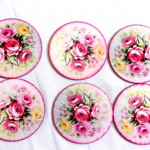 suporturi pahare cu trandafiri 40961, Casă & Stil de viață, Accesorii pentru echipamente de bucătărie, Accesorii de servire, Suporturi pahare, Decoupage, transfer și tehnici șervețel, ARTYNOS