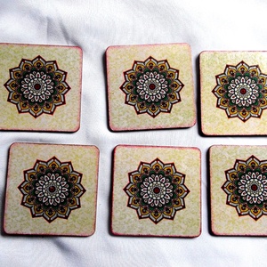 suporturi pahare mandala 39853, Casă & Stil de viață, Accesorii pentru echipamente de bucătărie, Accesorii de servire, Suporturi pahare, Decoupage, transfer și tehnici șervețel, ARTYNOS