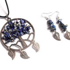 set colier si cercei arborele vietii cu lapis lazuli 38956 - Artynos.ro