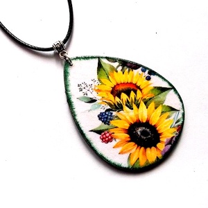 Colier lemn cu floarea soarelui 45959 - Artynos.ro