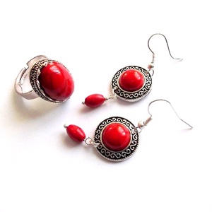 Set howlite rosu 38185, Bijuterii, Seturi de bijuterii, Confecționarea bijuteriilor, ARTYNOS