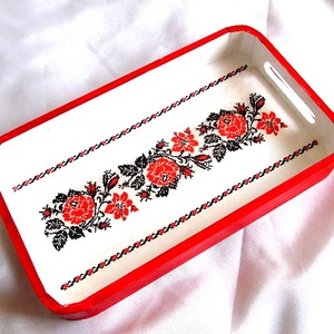 tava lemn  motiv traditional 36292, Casă & Stil de viață, Accesorii pentru echipamente de bucătărie, Accesorii de servire, Tăvi, tăvi de servire, Decoupage, transfer și tehnici șervețel, ARTYNOS