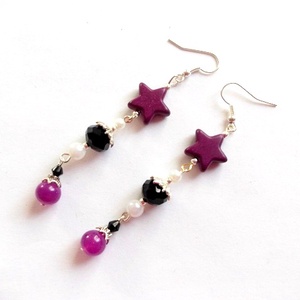 cercei howlite, perle sticla si cristale 35169 - Artynos.ro