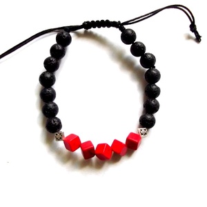 bratara unisex lava si howlite rosu 34375 - Artynos.ro