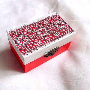 cutie cu motiv traditional 33785, Bijuterii, Suporturi bijuterii si cutie bijuterii, Cutii de bijuterii, Decoupage, transfer si tehnici servetel, ARTYNOS