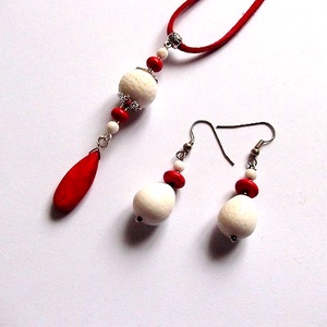set coral alb si howlite rosu 33314 - Artynos.ro