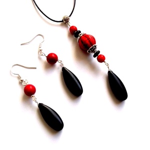 set howlite rosu si negru 33306 - Artynos.ro