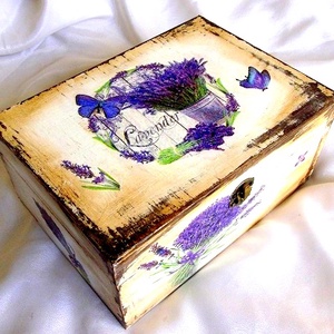 Cutie lemn decorata 33297, Casă & Stil de viață, Materiale de depozitare și sortare, Cutie depozitare, Decoupage, transfer și tehnici șervețel, ARTYNOS
