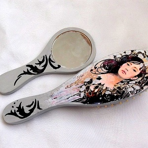 set perie de par si oglinda 33257, Casă & Stil de viață, Accesorii baie, Decorațiuni baie și de toaletă, Decoupage, transfer și tehnici șervețel, ARTYNOS