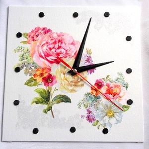 ceas trandafiri 32549, Casă & Stil de viață, Accesorii pentru decorat casa, Decorațiuni de pereți, decorațiuni suspendate, Ceasuri de perete, Decoupage, transfer și tehnici șervețel, ARTYNOS