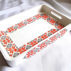 tava lemn cu motiv traditional -32472, Casă & Stil de viață, Accesorii pentru echipamente de bucătărie, Accesorii de servire, Tăvi, tăvi de servire, Decoupage, transfer și tehnici șervețel, ARTYNOS
