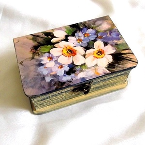 Cutie din lemn tip carte 46345, Casă & Stil de viață, Materiale de depozitare și sortare, Cutie depozitare, Decoupage, transfer și tehnici șervețel, ARTYNOS