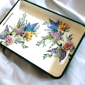tava lemn decorata 46721, Casă & Stil de viață, Accesorii pentru echipamente de bucătărie, Accesorii de servire, Tăvi, tăvi de servire, Decoupage, transfer și tehnici șervețel, ARTYNOS
