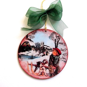 glob pe lemn 39994, Accesorii de Crăciun, Decorațiuni de Crăciun de casă, Decorațiuni pentru pomul de Crăciun, Decoupage, transfer și tehnici șervețel, ARTYNOS