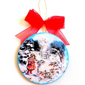 glob pe lemn 40063, Accesorii de Craciun, Decoratiuni de Craciun de casa, Decoratiuni pentru pomul de Craciun, Decoupage, transfer si tehnici servetel, ARTYNOS