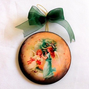 glob pe lemn 40069, Accesorii de Craciun, Decoratiuni de Craciun de casa, Decoratiuni pentru pomul de Craciun, Decoupage, transfer si tehnici servetel, ARTYNOS