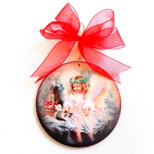 glob pe lemn 40098, Accesorii de Craciun, Decoratiuni de Craciun de casa, Decoratiuni pentru pomul de Craciun, Decoupage, transfer si tehnici servetel, ARTYNOS
