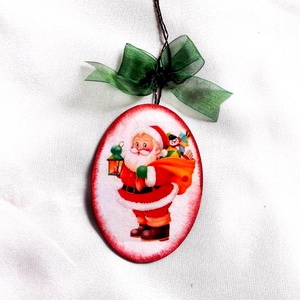 glob pe lemn cu mos craciun 42050, Accesorii de Craciun, Decoratiuni de Craciun de casa, Decoratiuni pentru pomul de Craciun, Decoupage, transfer si tehnici servetel, ARTYNOS