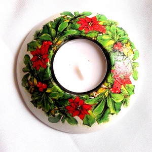Suport lumanare 42211, Accesorii de Craciun, Decoratiuni de Craciun de casa, Lumanare parfumat de Craciun, suport lumanari, Decoupage, transfer si tehnici servetel, ARTYNOS