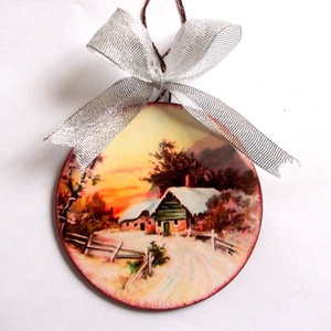 glob pe lemn de craciun 42216, Accesorii de Craciun, Decoratiuni de Craciun de casa, Decoratiuni pentru pomul de Craciun, Decoupage, transfer si tehnici servetel, ARTYNOS