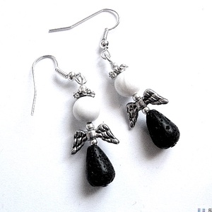  cercei ingerasi cu  lava si howlite 30111, Bijuterii, Cercei, Cercei agatati, Confectionarea bijuteriilor, ARTYNOS