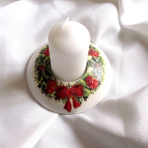 Suport lumanare si lumanare 42193, Accesorii de Craciun, Decoratiuni de Craciun de casa, Lumanare parfumat de Craciun, suport lumanari, Decoupage, transfer si tehnici servetel, ARTYNOS