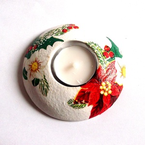 Suport lumanare 42419, Accesorii de Crăciun, Decorațiuni de Crăciun de casă, Lumânare parfumat de Crăciun, suport lumânări, Decoupage, transfer și tehnici șervețel, ARTYNOS