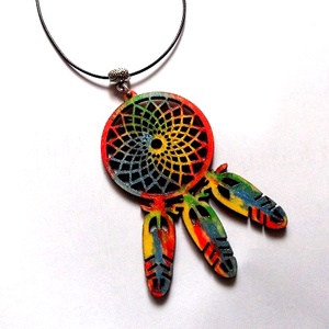 pandantiv cu Dreamcatcher din lemn 46898, Bijuterii, Coliere, Coliere cu pandantive, Decoupage, transfer si tehnici servetel, Confectionarea bijuteriilor, ARTYNOS