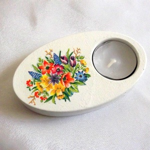 Suport lumanare cu flori 46964, Casa & Stil de viata, Lumanari, parfumuri, arome, Suport lumanari, Confectionarea bijuteriilor, Decoupage, transfer si tehnici servetel, ARTYNOS