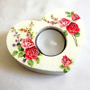 Suport lumanare cu trandafiri 46969, Casa & Stil de viata, Lumanari, parfumuri, arome, Suport lumanari, Decoupage, transfer si tehnici servetel, Confectionarea bijuteriilor, ARTYNOS
