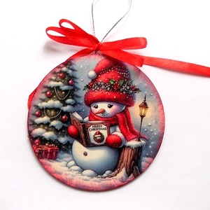 glob pe lemn cu om de zapada 47207, Accesorii de Crăciun, Decorațiuni de Crăciun de casă, Decorațiuni pentru pomul de Crăciun, Decoupage, transfer și tehnici șervețel, ARTYNOS
