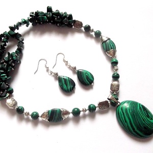 set colier si cercei cu malachit 47010 - Artynos.ro