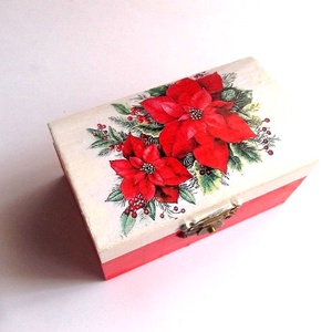 Cutie lemn decorata 47385, Casă & Stil de viață, Materiale de depozitare și sortare, Cutie depozitare, Decoupage, transfer și tehnici șervețel, ARTYNOS
