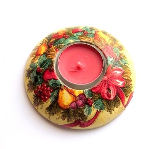 Suport lumanare de craciun 47381, Accesorii de Crăciun, Decorațiuni de Crăciun de casă, Lumânare parfumat de Crăciun, suport lumânări, Decoupage, transfer și tehnici șervețel, ARTYNOS