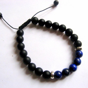 bratara unisex lapis lazuli si onix 30168 - Artynos.ro