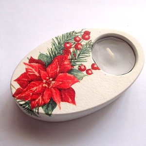 Suport lumanare cu flori 47383, Accesorii de Crăciun, Decorațiuni de Crăciun de casă, Lumânare parfumat de Crăciun, suport lumânări, Decoupage, transfer și tehnici șervețel, ARTYNOS