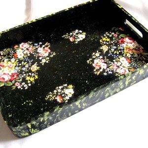 tava lemn decorata 28769, Casă & Stil de viață, Accesorii pentru echipamente de bucătărie, Accesorii de servire, Tăvi, tăvi de servire, Decoupage, transfer și tehnici șervețel, ARTYNOS